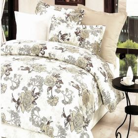 Blancho Bedding - [Ivory Rose] 100% Cotton 5PC Bed In A Bag (Twin Size)