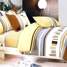 Blancho Bedding - [Brown Abstract] 100% Cotton 5PC Bed In A Bag (Twin Size)