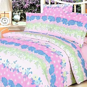 Blancho Bedding - [Pink Kaleidoscope] 100% Cotton 5PC Bed In A Bag (Twin Size)