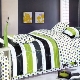 Blancho Bedding - [Green Olive] 100% Cotton 5PC Bed In A Bag (Twin Size)