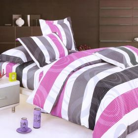 Blancho Bedding - [Pink Purple Swirls] 100% Cotton 5PC Bed In A Bag (Twin Size)