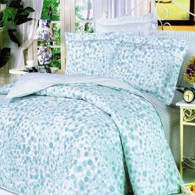 Blancho Bedding - [Blue Bubbles] 100% Cotton 5PC Bed In A Bag (Twin Size)