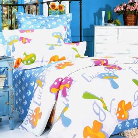 Blancho Bedding - [Colorful Mushroom] 100% Cotton 5PC Bed In A Bag (Twin Size)