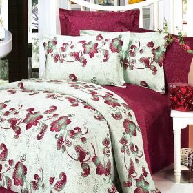 Blancho Bedding - [China Red] 100% Cotton 5PC Bed In A Bag (Twin Size)